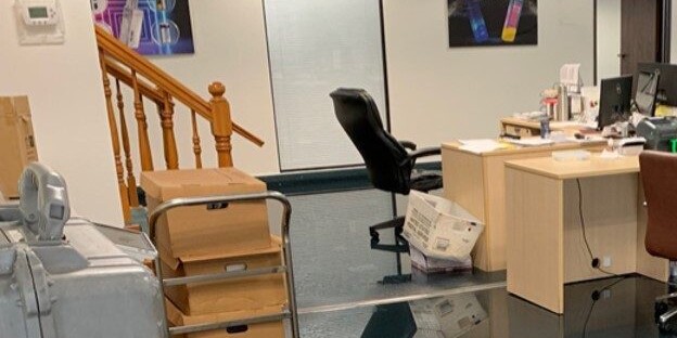 flooding inside an office