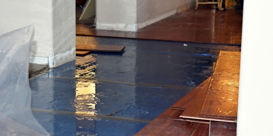 floor and subfloor with flooding
